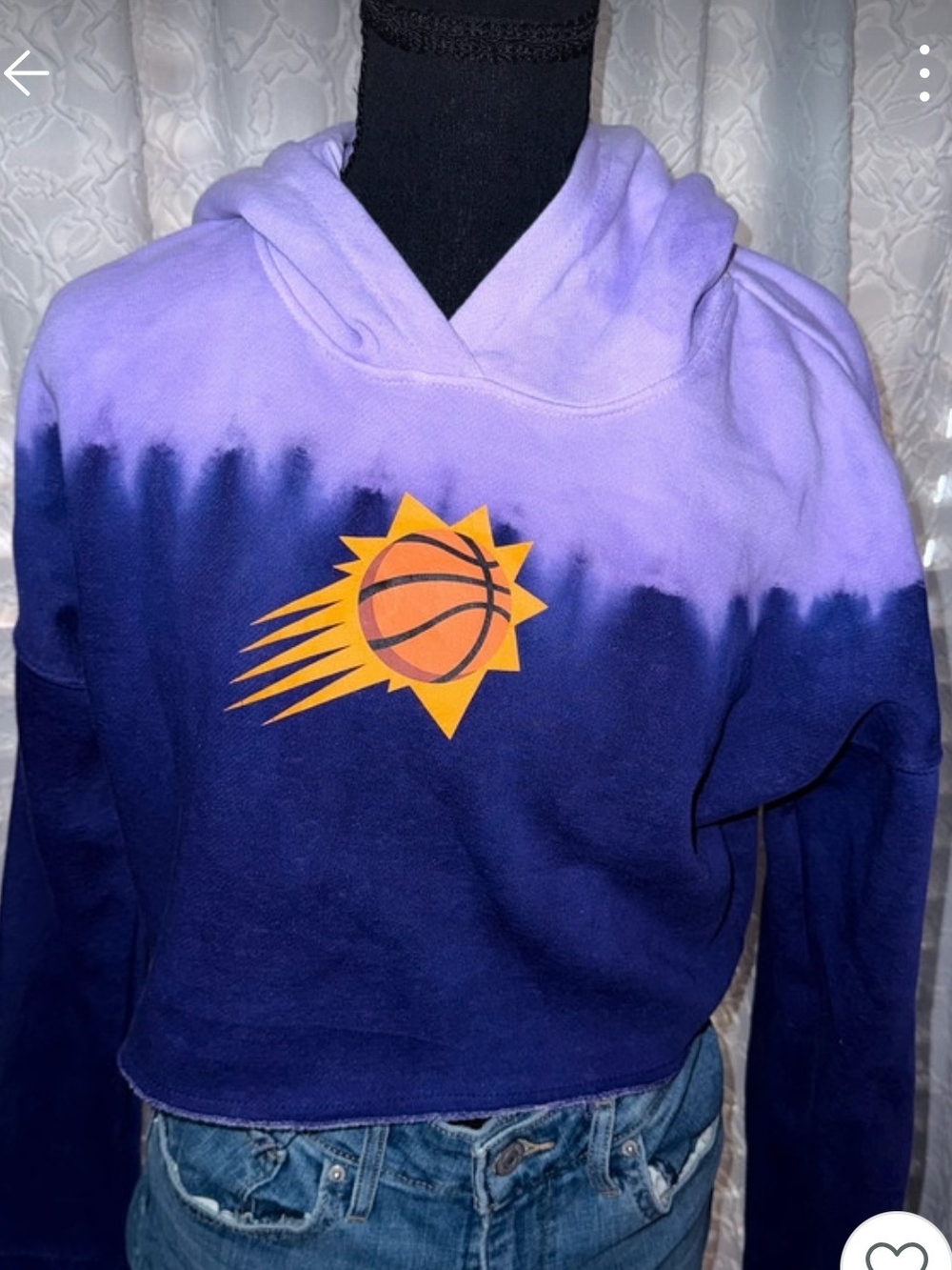 NBA Purple Ombre Cropped Hoodie with Orange Suns Logo Size Girls Size 14-16